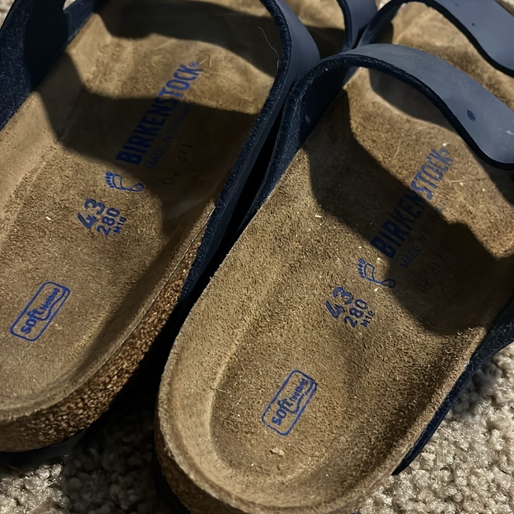 Birkenstock Arizona Birko Flor Navy Double-Strap Sandals, worn once indoors - Picture 5 of 5